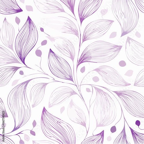 Seamless tea leaves pattern on pastel lilac background
4