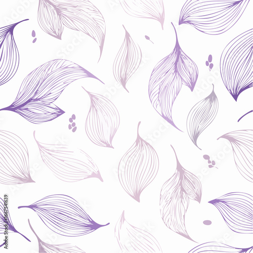 Seamless tea leaves pattern on pastel lilac background
2