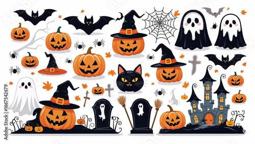 Hallowen Set Vector Stickers vector illustration