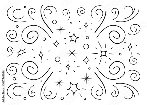 Abstract graphic element featuring bold line strokes created with marker pen and pencil textures in vivid colors