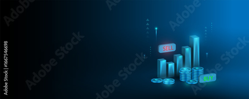 Background image of the concept of betting graphs, stock trading analysis, finance, world market trading.