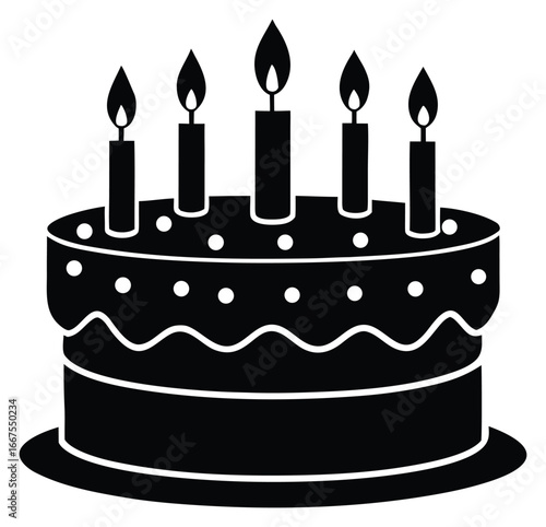 Delicious birthday cake with five candles festive celebration and happiness