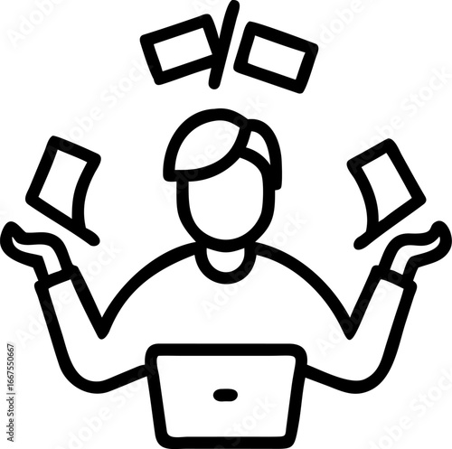 multitasking vector icon on white or transparent background. productivity icons items Stroke icon collections. Editable Stroke icon collection