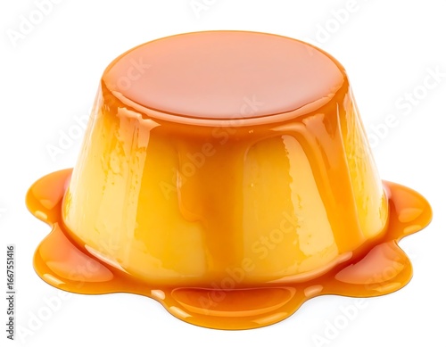 Caramel custard dessert close-up