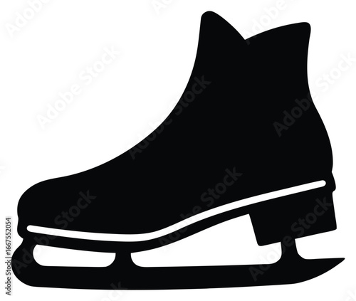 Figure skating ice skate isolated silhouette winter sport athletic equipment icon