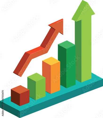Free Download Isometric growth chart with upward arrow - GFXLoad