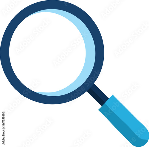Flat design magnifying glass icon for search and discovery