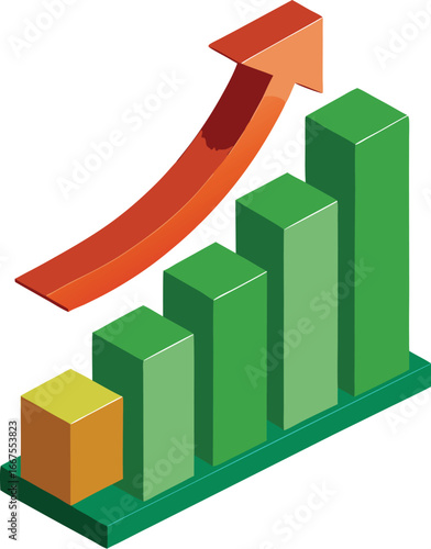 Isometric growth chart with upward arrow Free Download Isometric growth chart with upward arrow - GFXLoad