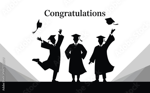 Graduates celebrate success tossing caps in the air