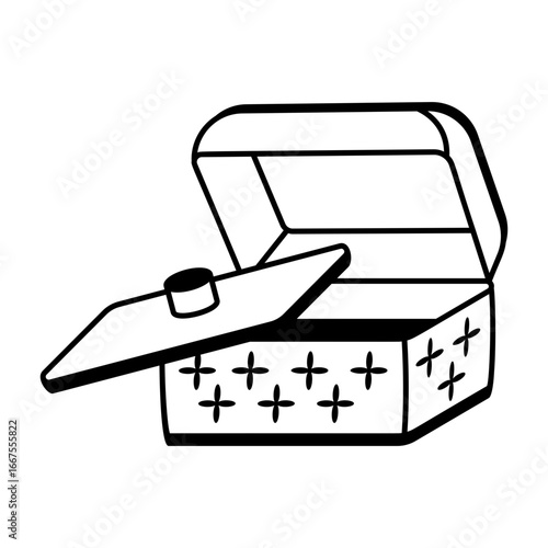 A sketchy style icon showing an intarsia box
