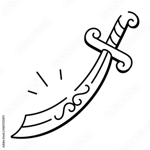 A hand drawn style icon showing a persian sword
