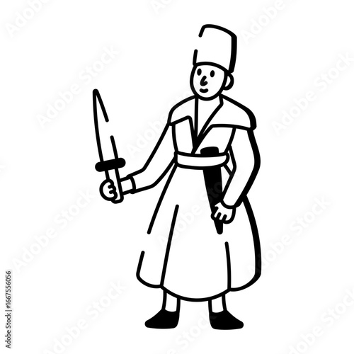 A hand drawn style icon showing a persian nobleman

