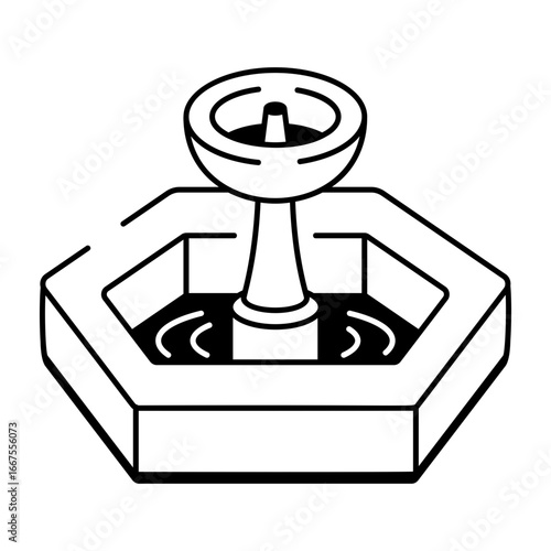 A hand drawn style icon showing a courtyard fountain

