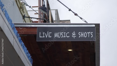 Live Music and Shots Sign at a Local Austin Texas Bar on South Congress Downtown