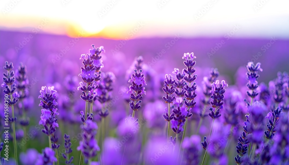 Naklejka premium Lavender field sunset