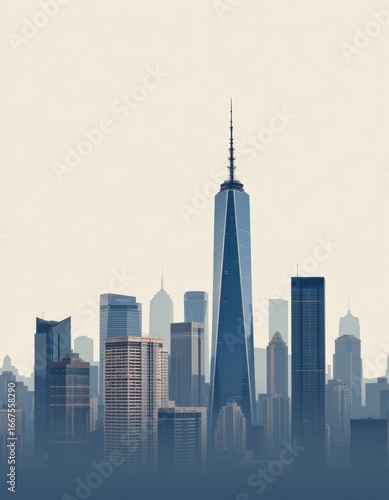 City Skyline with Tall Buildings
