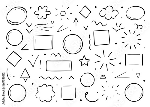 Hand drawn pencil scribble border frame collection featuring organic textured lines and artistic sketch elements for creative design projects