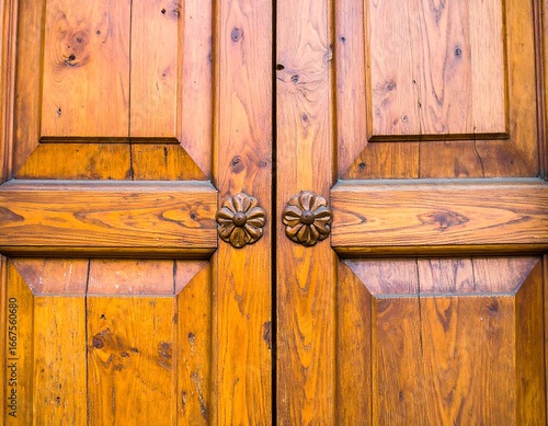 Ornate wooden doors showcase unique craftsmanship and aged elegance offering a glimpse into history