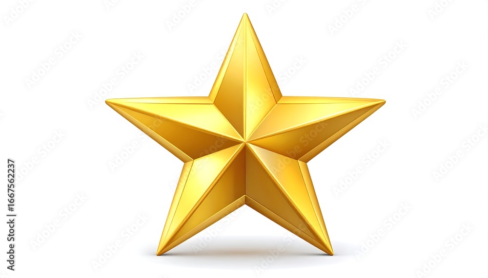 Fototapeta premium A five-pointed, gold star against a white background