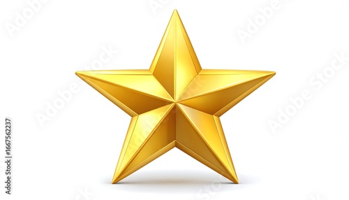 A five-pointed, gold star against a white background