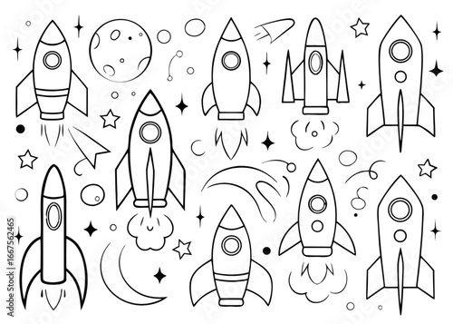 Wallpaper Mural Comprehensive collection of rocket silhouettes for startup and space exploration themes featuring bold colors and clean design elements Torontodigital.ca