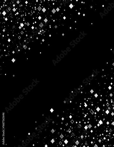 Abstract Grey Diamond Scatter, Black Background