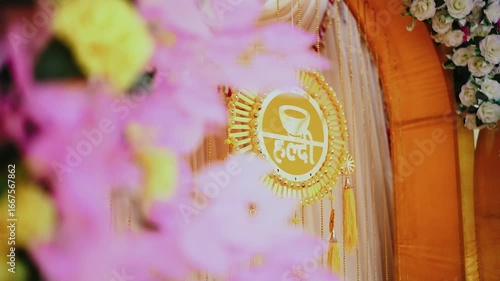 Haldi Decor Slow Motion, a pre-wedding ceremony common in traditional Indian weddings