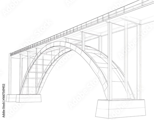 Architectural drawing of a bridge