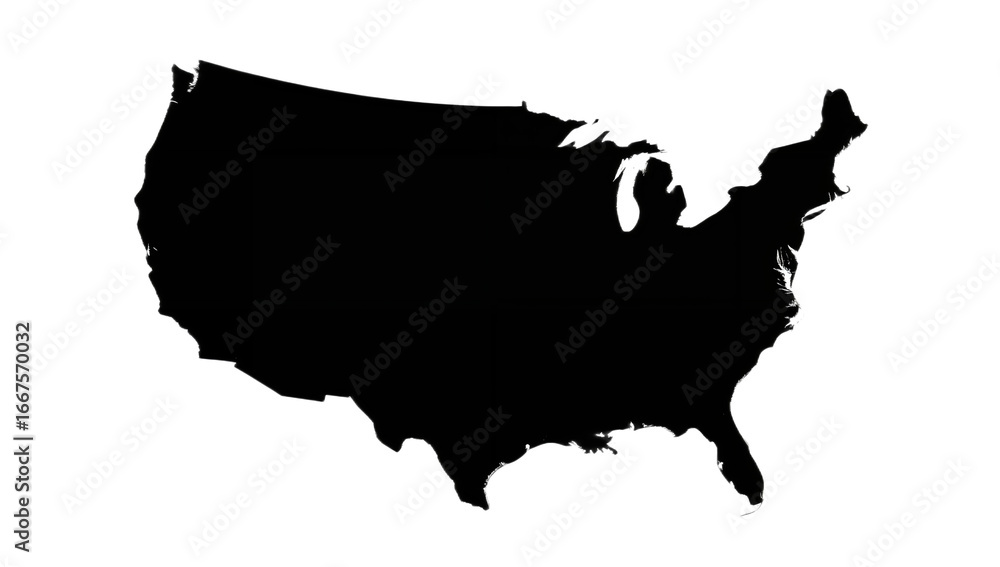 Obraz premium Simple black silhouette map of the United States of America.
