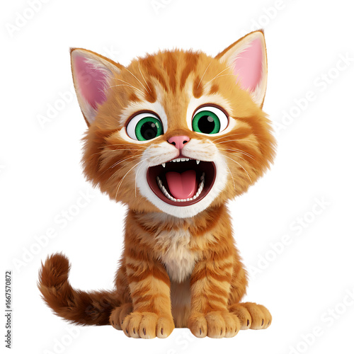 Ginger cat character isolated on transparent background