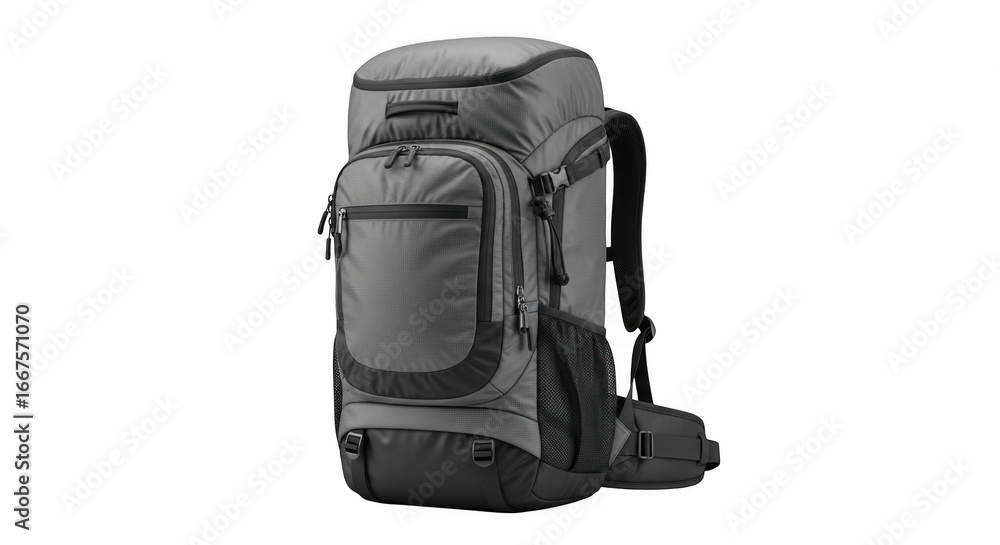 Naklejka premium Durable Outdoor Backpack for Hiking Camping and Travel with Multiple Compartments and Water Bottle Holders
