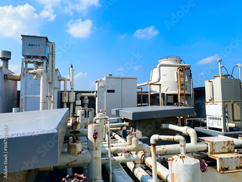 ビルの屋上でインフラ設備