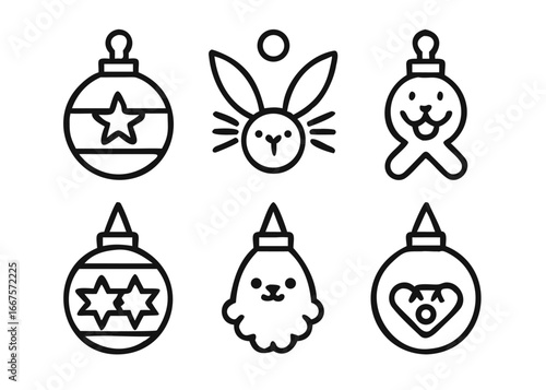 Charming vintage christmas ornaments and decorative baubles collection for festive holiday designs and celebrations