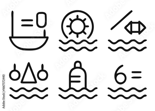 Comprehensive collection of aquatic pastimes and water based recreation symbols for diverse projects and applications