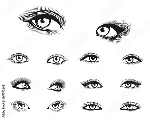 vector set of female eyes
