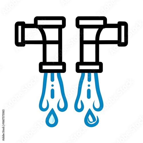 Double Pipe Water Leak Illustration