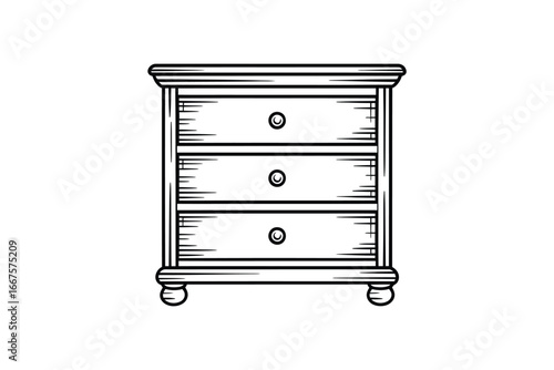 Vintage wooden chest of drawers with round knobs