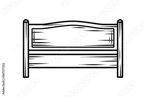 Rustic wooden bed frame headboard illustration