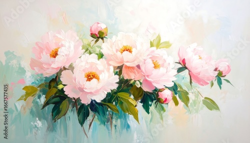 Wallpaper Mural Pastel peonies in a soft light Torontodigital.ca