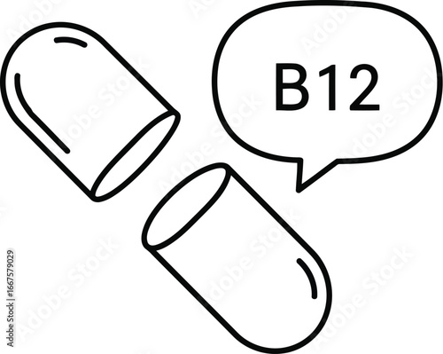 B12 vitamin capsule icon health and wellness concept
