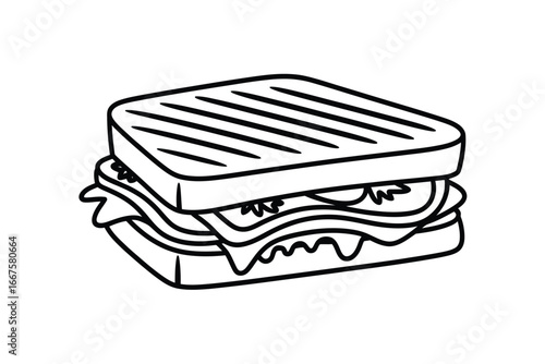 Simple line drawing of a toasted sandwich