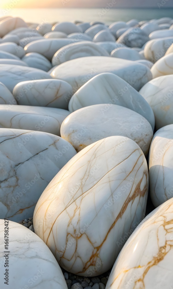 Obraz premium White Marble Pebble Beach