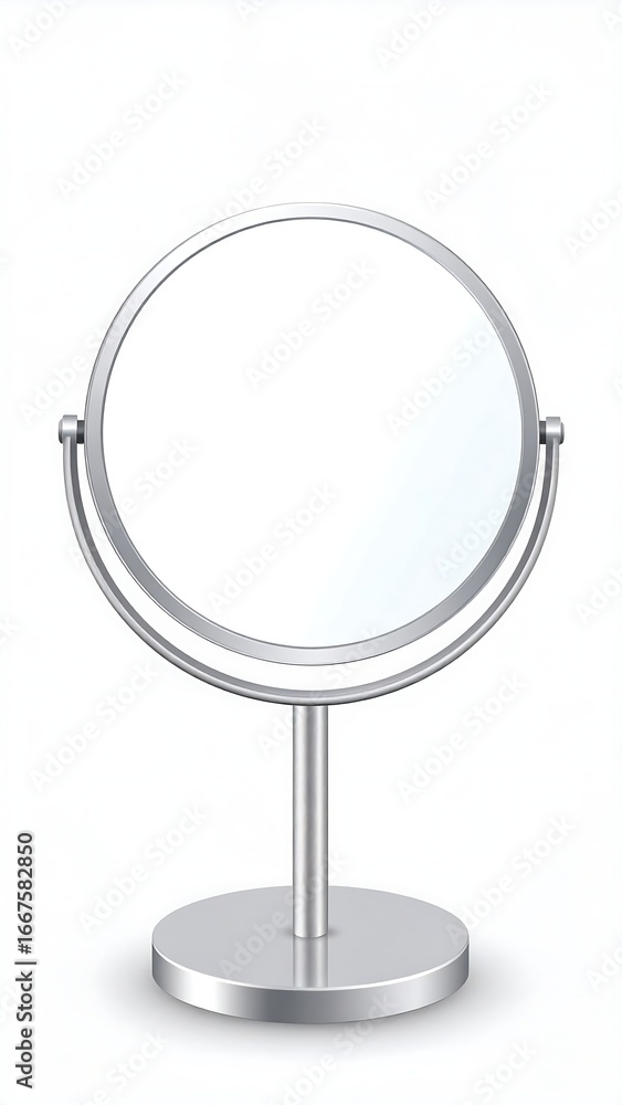 Fototapeta premium Circular Silver Vanity Mirror on Stand
