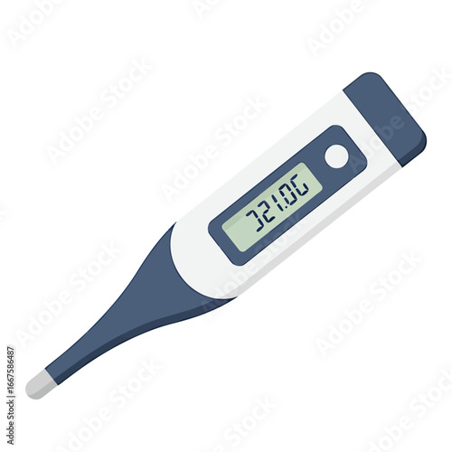 Modern digital thermometer illustration for health monitoring, showcasing temperature measurement technology and fever detection, a healthcare diagnostic tool graphic for medical concepts
