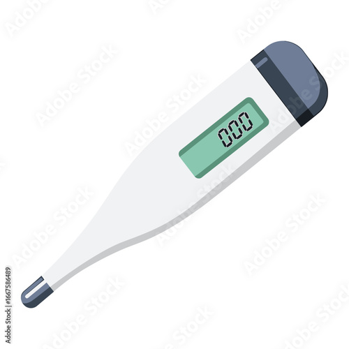 Vector illustration of a modern digital medical thermometer for checking body temperature and fever, isolated graphic element