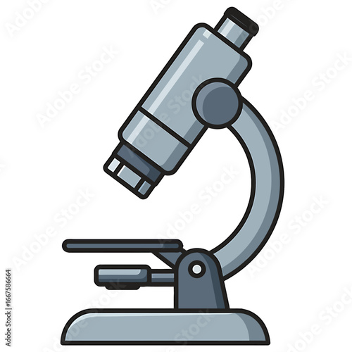 Illustration of a Silver Microscope for Scientific Exploration and Discovery