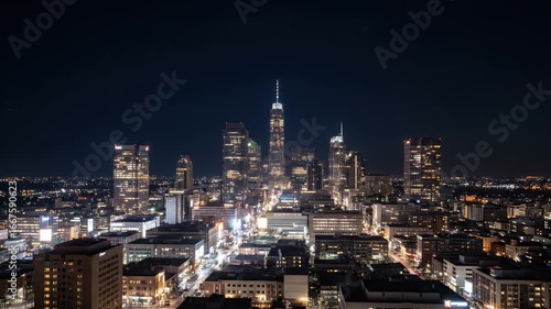 Wallpaper Mural Night Cityscape Illuminated Urban Skyline Architecture. Torontodigital.ca