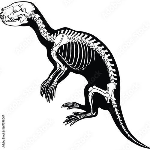 Animal Skeleton Black and White Illustration bones graphic vector anatomy zoology biology science education educational veterinary wildlife