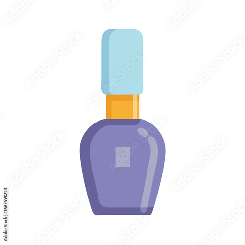 Purple nail polish bottle with blue cap