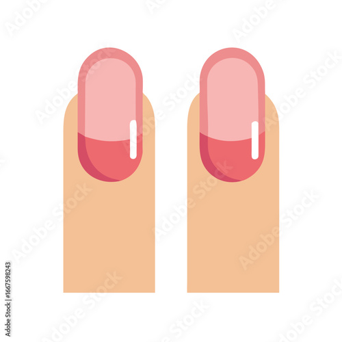 Fingernails with glossy red polish flat style